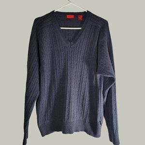 Izod Mens Sweater V Neck Blue Long Sleeve Size XL